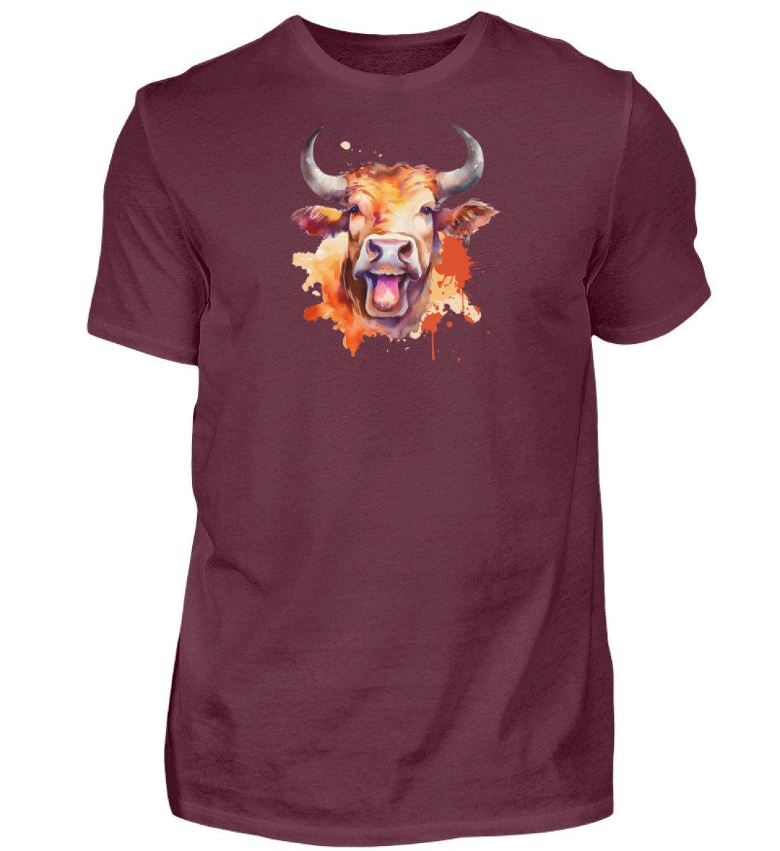 Muhende Kuh Wasserfarben · Herren T-Shirt-Herren Basic T-Shirt-Burgundy-S-Agrarstarz