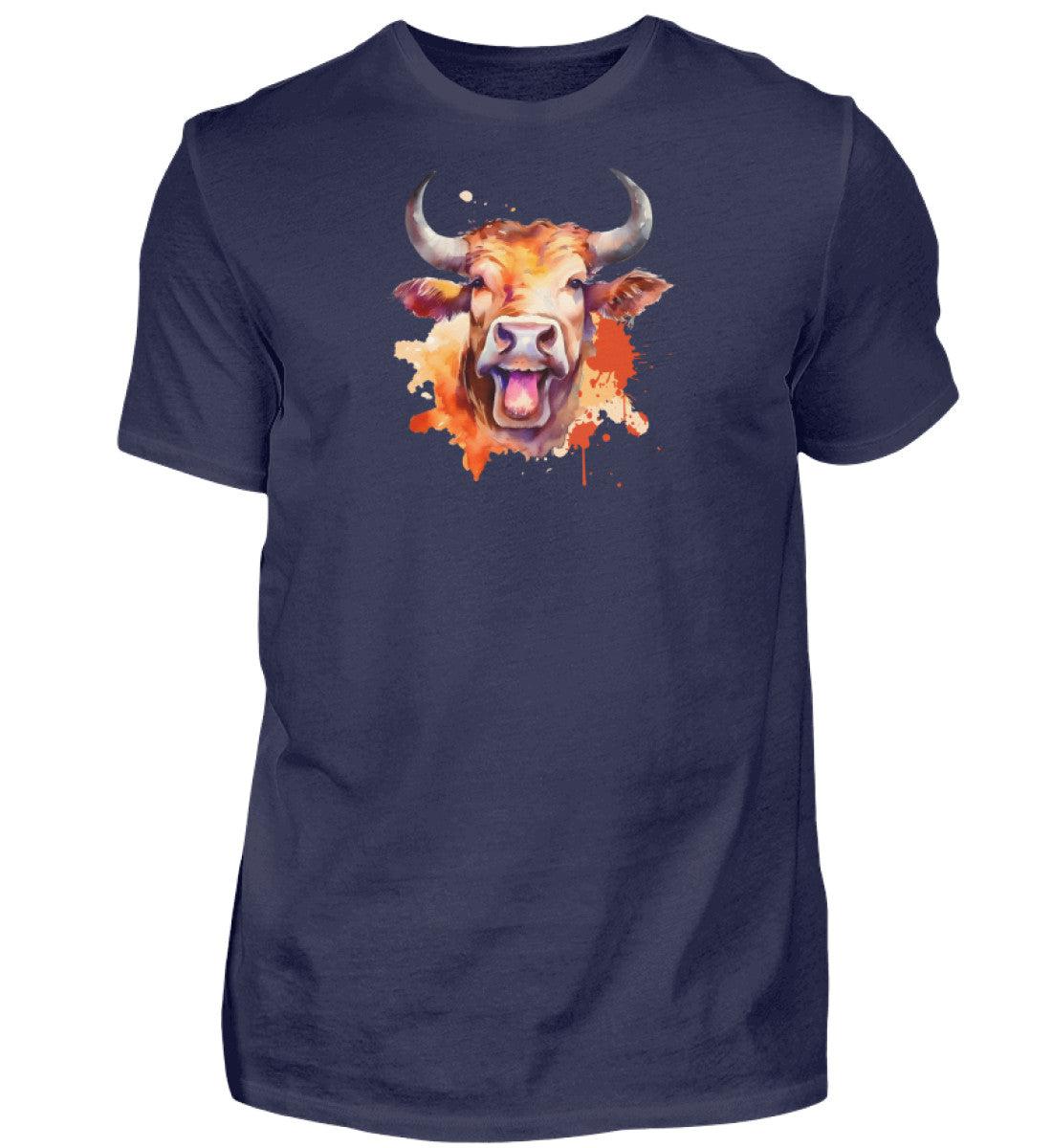 Muhende Kuh Wasserfarben · Herren T-Shirt-Herren Basic T-Shirt-Navy-S-Agrarstarz