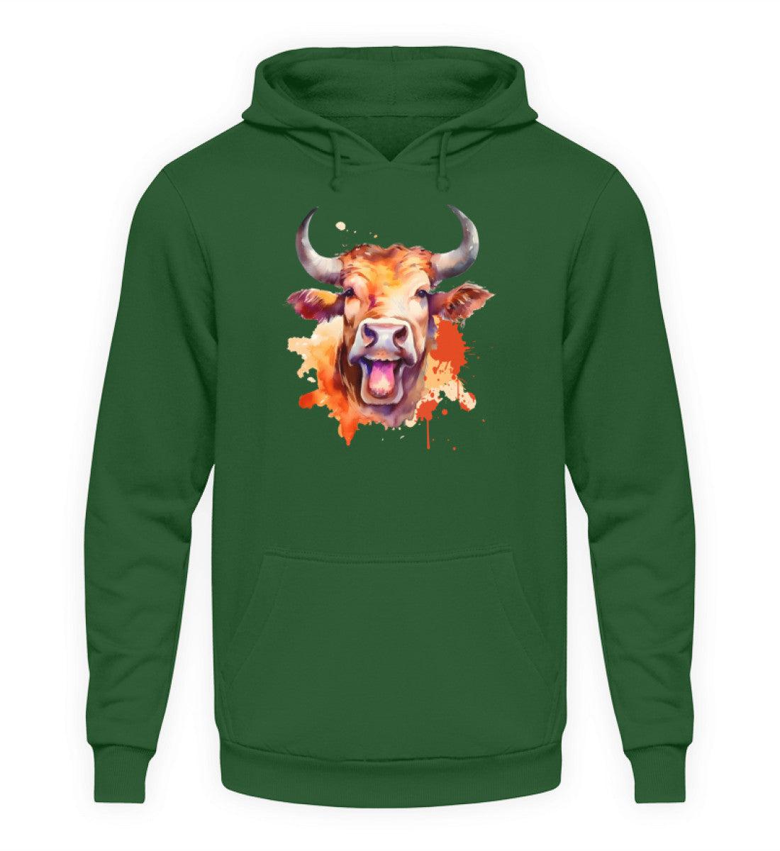 Muhende Kuh Wasserfarben · Unisex Kapuzenpullover Hoodie-Unisex Hoodie-Bottle Green-XS-Agrarstarz