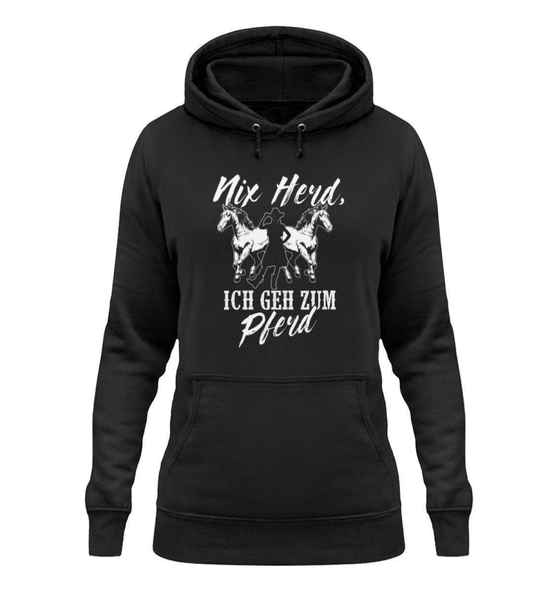 Nix Herd ich geh zum Pferd · Damen Hoodie-Damen Hoodie-Jet Black-XS-Agrarstarz