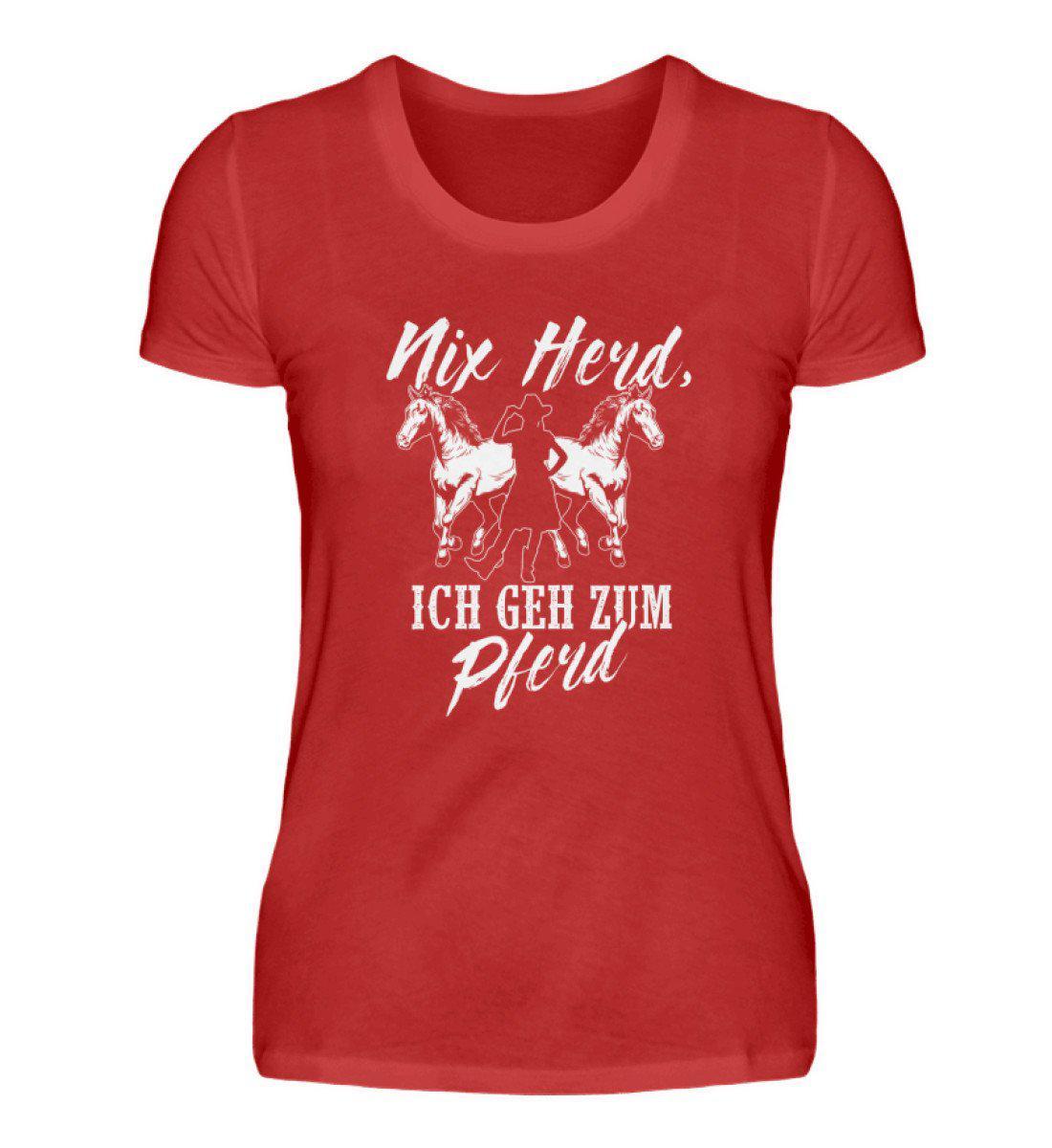 Nix Herd ich geh zum Pferd · Damen T-Shirt-Damen Basic T-Shirt-Red-S-Agrarstarz