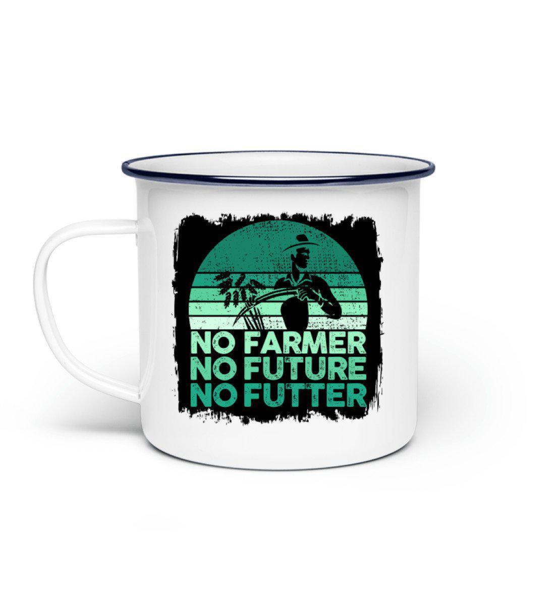 No Farmer No Future No Futter · Emaille Tasse-Emaille Tasse-White-Einheitsgröße-Agrarstarz