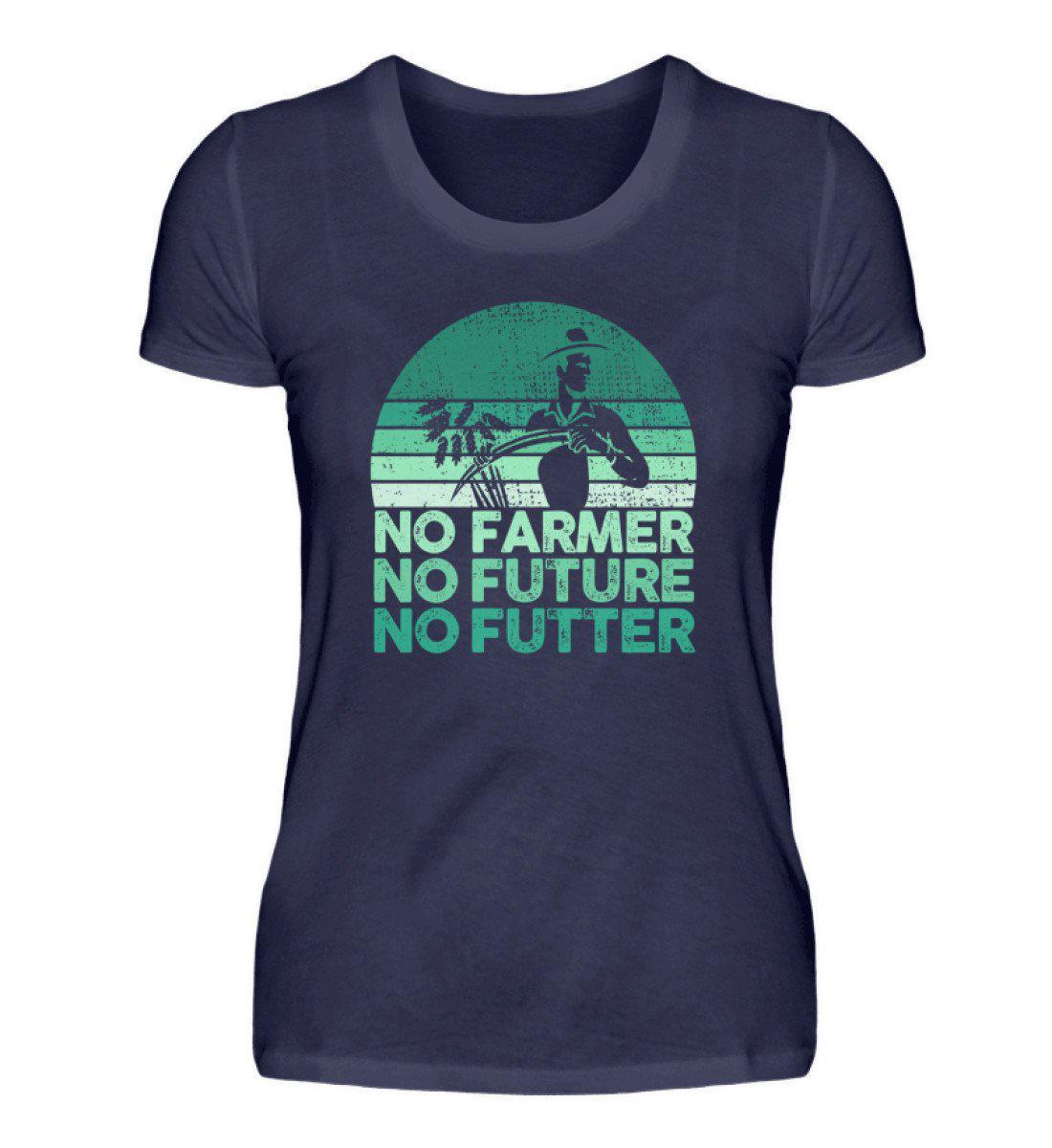 No Farmer no Futter · Damen T-Shirt-Damen Basic T-Shirt-Navy-S-Agrarstarz