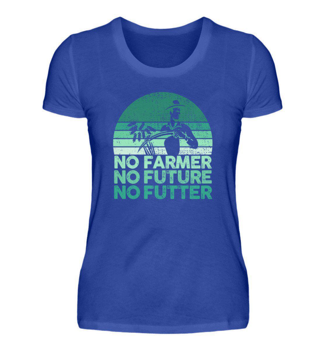 No Farmer no Futter · Damen T-Shirt-Damen Basic T-Shirt-Neon Blue-S-Agrarstarz