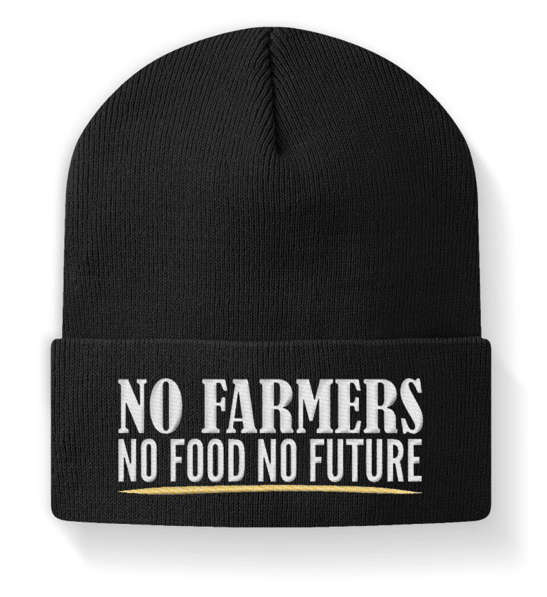 No Farmers no food no future · Beanie Mütze-Beanie mit Stick-Black-M-Agrarstarz
