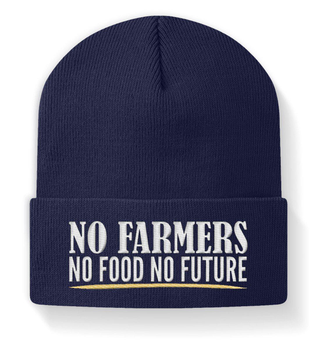 No Farmers no food no future · Beanie Mütze-Beanie mit Stick-Navy-M-Agrarstarz