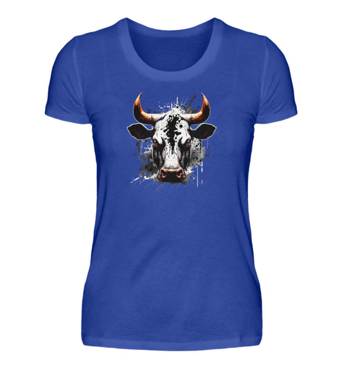 Ochse Wasserfarben 1 · Damen T-Shirt-Damen Basic T-Shirt-Neon Blue-S-Agrarstarz