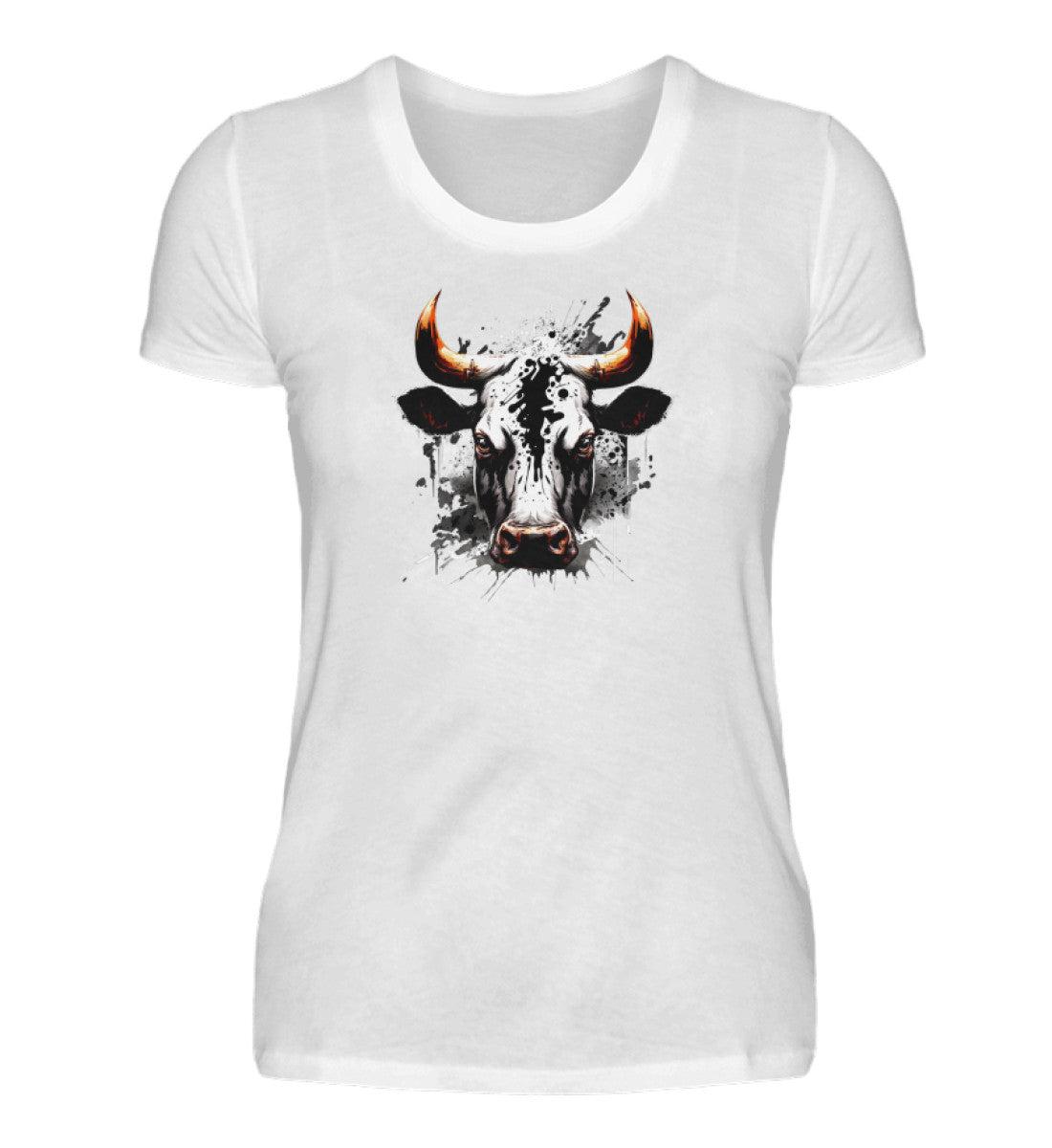 Ochse Wasserfarben 1 · Damen T-Shirt-Damen Basic T-Shirt-White-S-Agrarstarz