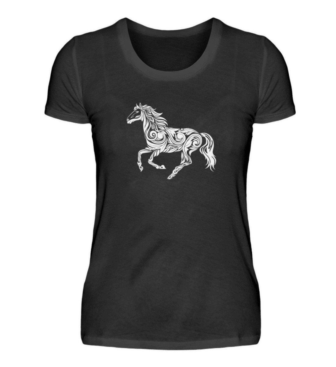 Pferd Abstrakt · Damen T-Shirt-Damen Basic T-Shirt-Black-S-Agrarstarz
