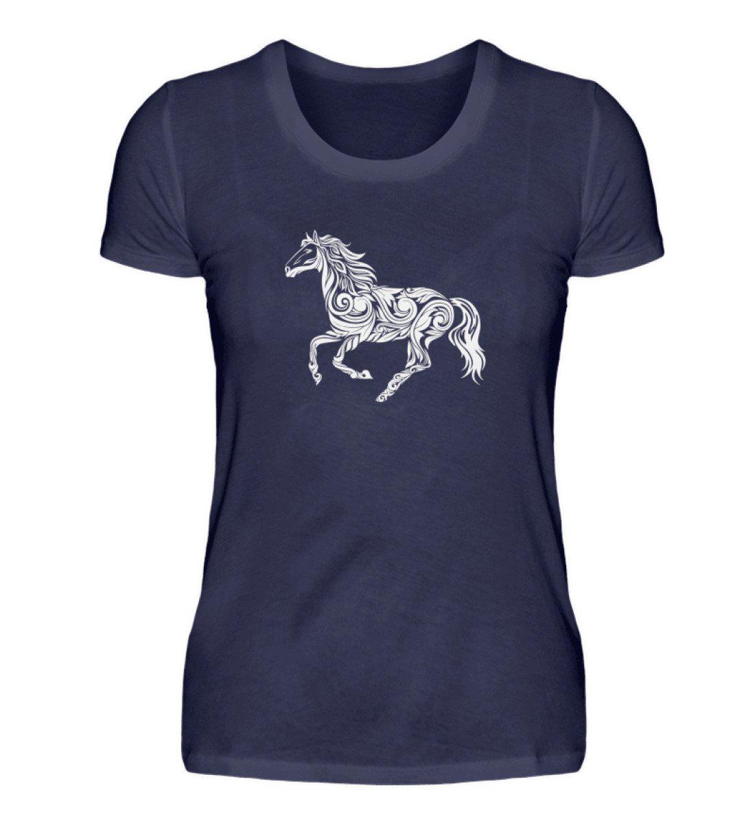 Pferd Abstrakt · Damen T-Shirt-Damen Basic T-Shirt-Navy-S-Agrarstarz