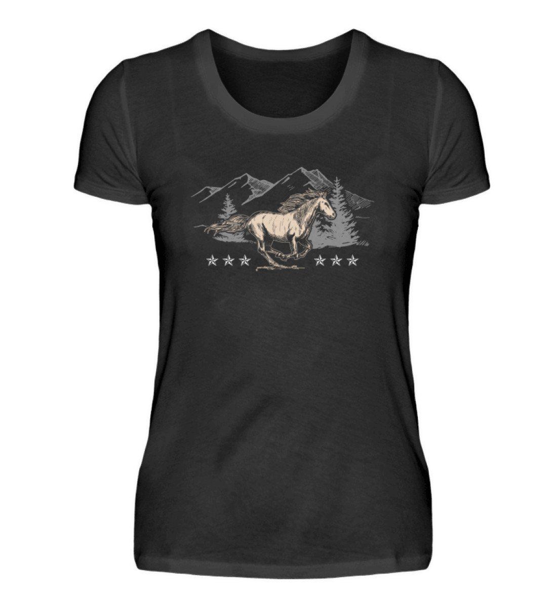 Pferd Berge · Damen T-Shirt-Damen Basic T-Shirt-Black-S-Agrarstarz