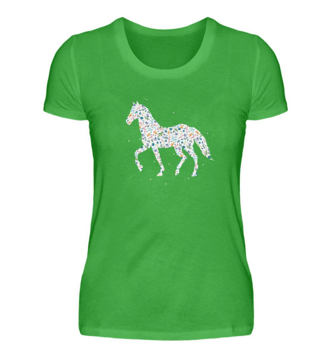Pferd Blumen · Damen T-Shirt-Damen Basic T-Shirt-Green Apple-S-Agrarstarz