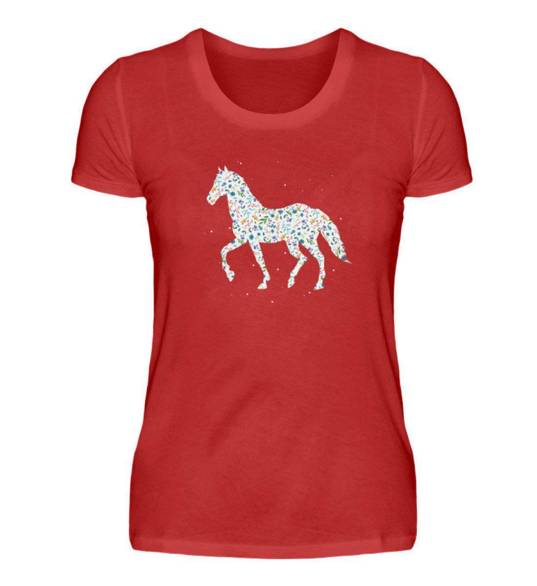 Pferd Blumen · Damen T-Shirt-Damen Basic T-Shirt-Red-S-Agrarstarz