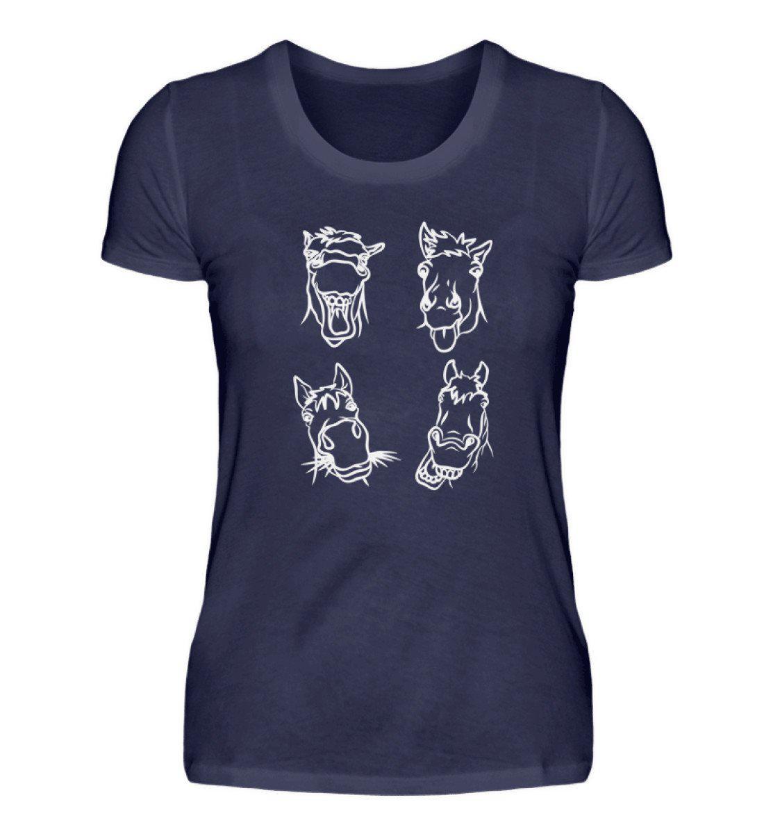 Pferd Gesichter · Damen T-Shirt-Damen Basic T-Shirt-Navy-S-Agrarstarz