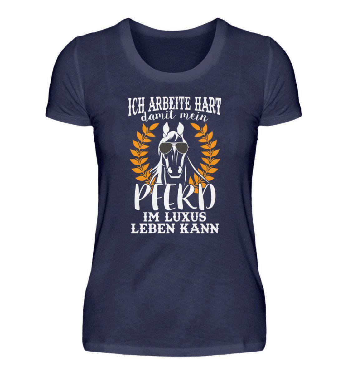 Pferd Luxus · Damen T-Shirt-Damen Basic T-Shirt-Navy-S-Agrarstarz