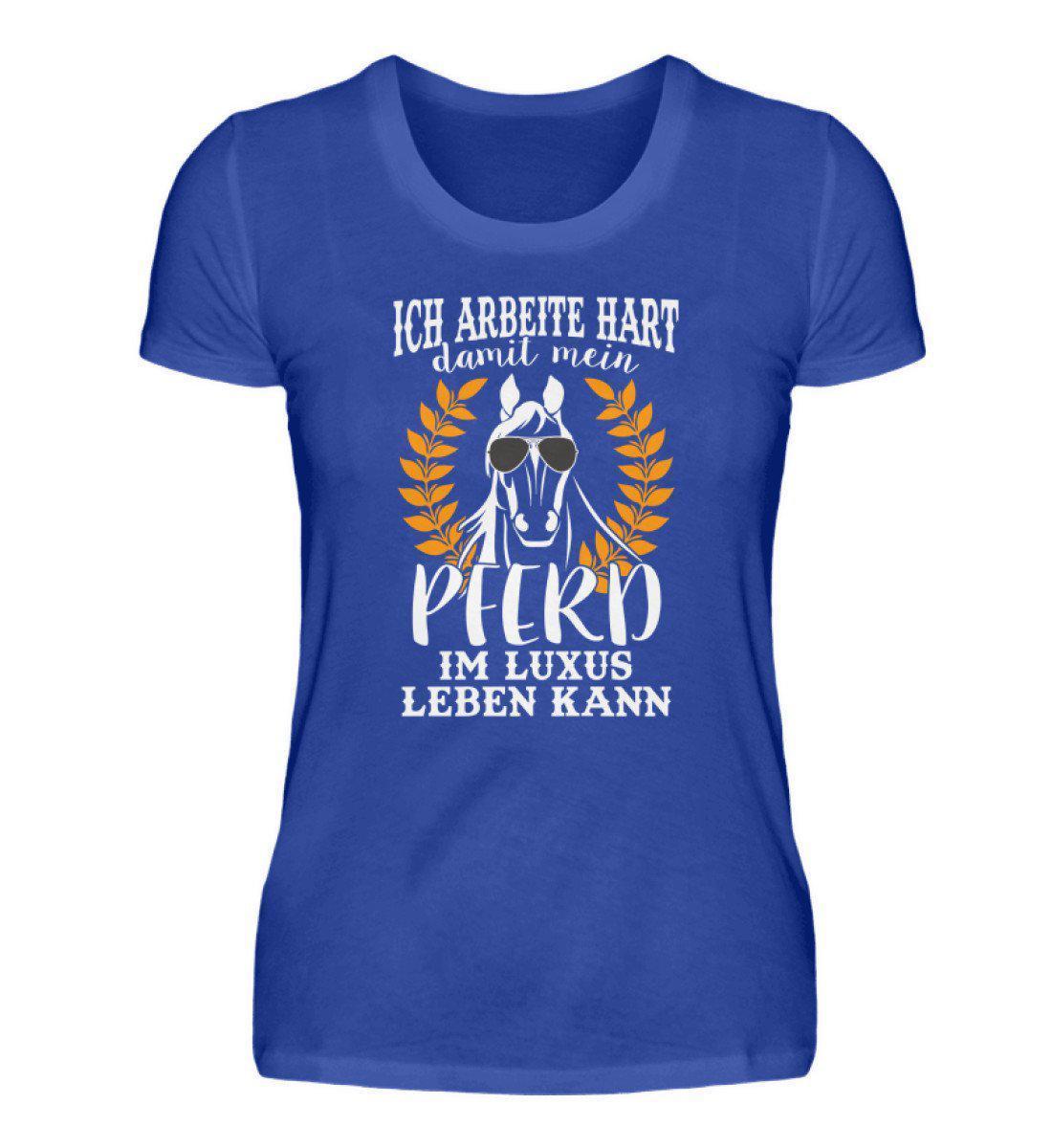 Pferd Luxus · Damen T-Shirt-Damen Basic T-Shirt-Neon Blue-S-Agrarstarz