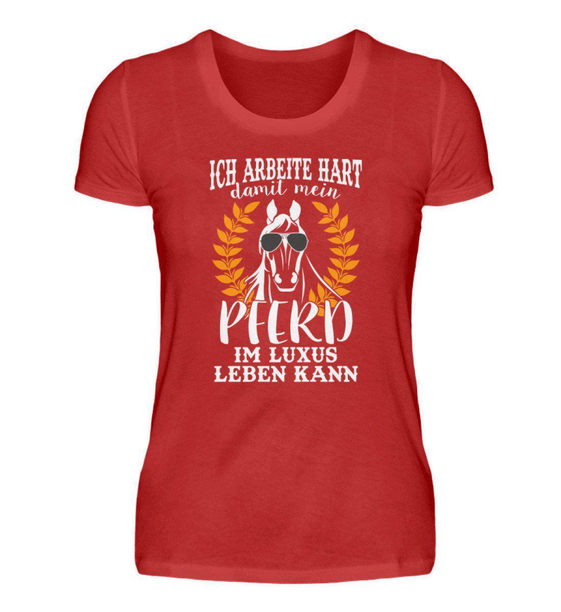 Pferd Luxus · Damen T-Shirt-Damen Basic T-Shirt-Red-S-Agrarstarz