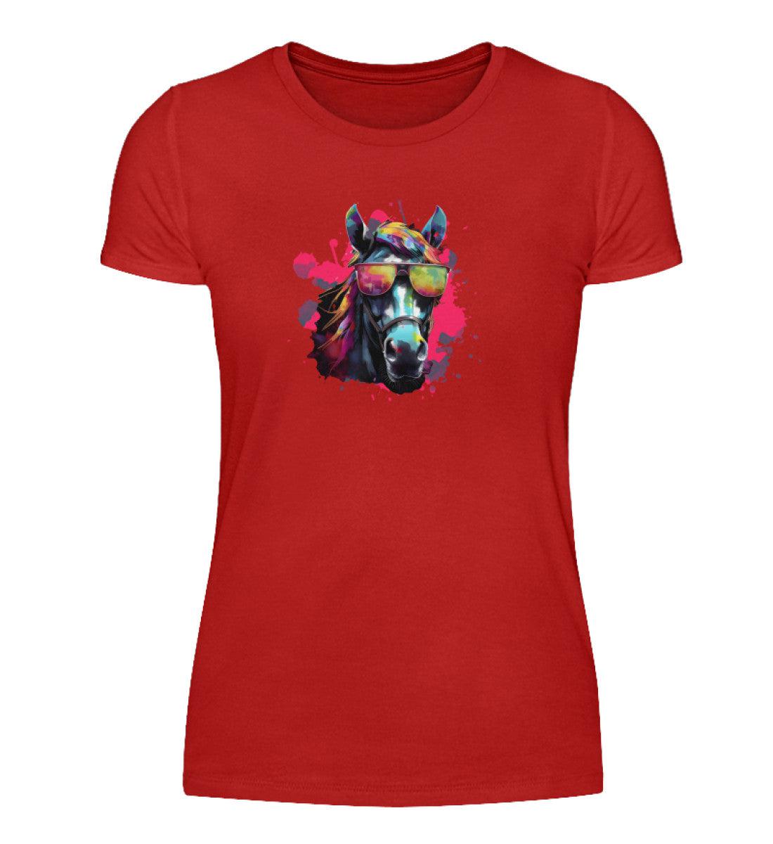 Pferd Sonnenbrille · Damen T-Shirt-Damen Basic T-Shirt-Red-S-Agrarstarz