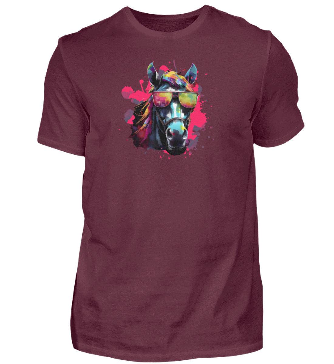 Pferd Sonnenbrille · Herren T-Shirt-Herren Basic T-Shirt-Burgundy-S-Agrarstarz