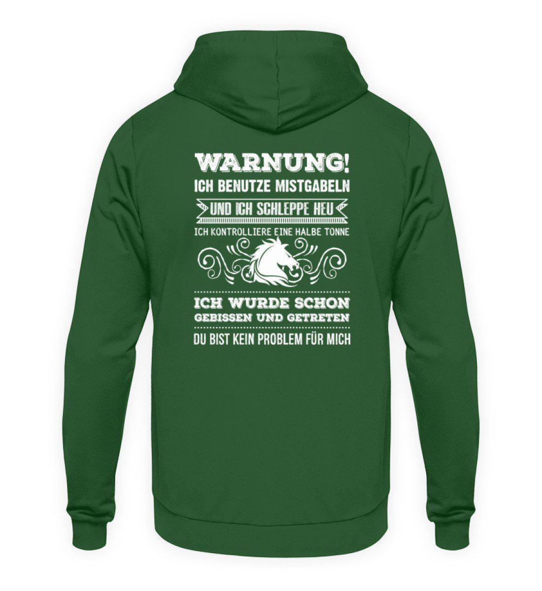 Pferd Warnung (Rückenprint) · Unisex Kapuzenpullover Hoodie-Unisex Hoodie-Bottle Green-S-Agrarstarz