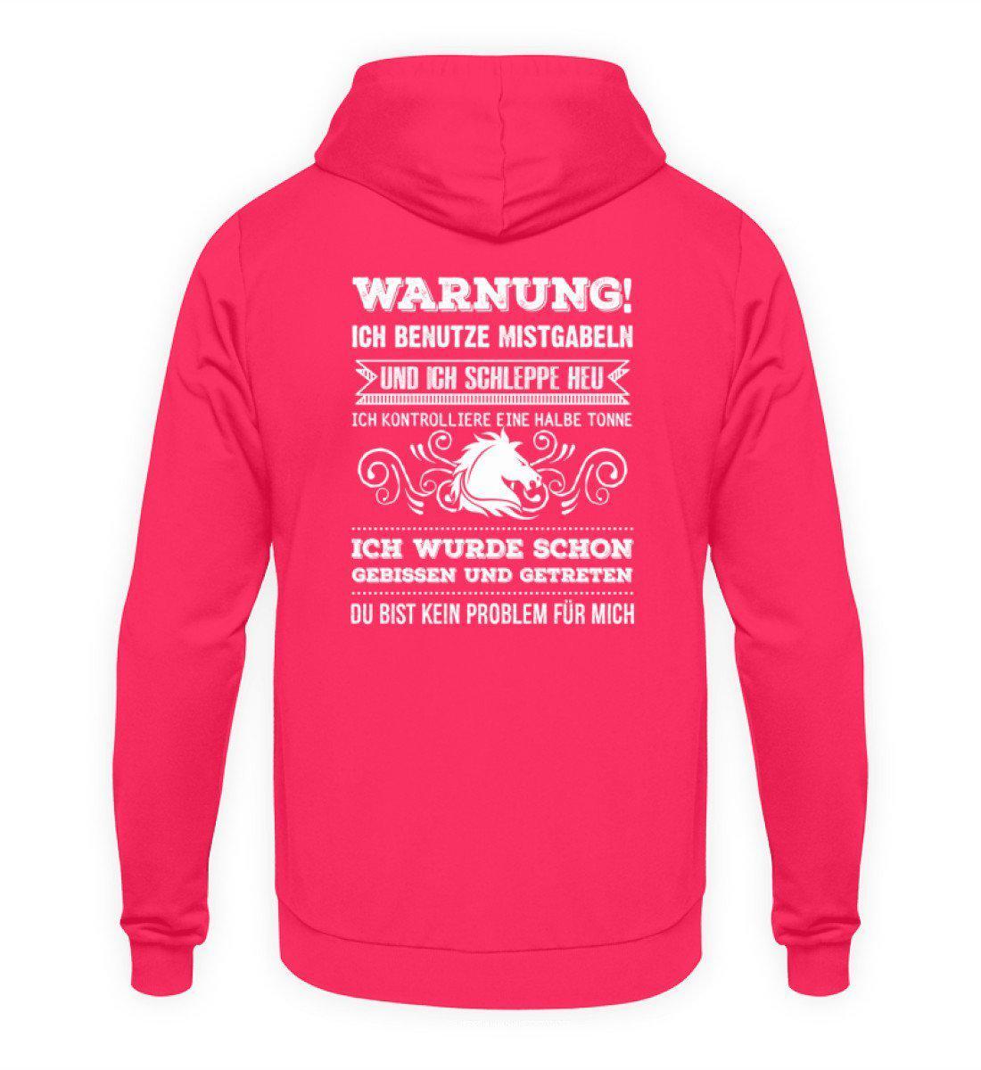 Pferd Warnung (Rückenprint) · Unisex Kapuzenpullover Hoodie-Unisex Hoodie-Hot Pink-S-Agrarstarz