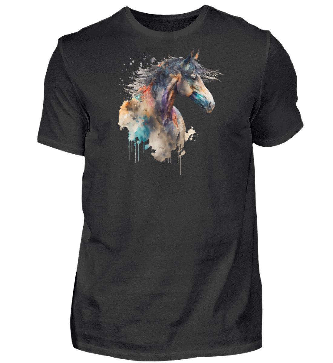 Pferd Wasserfarben 1 · Herren T-Shirt-Herren Basic T-Shirt-Black-XS-Agrarstarz