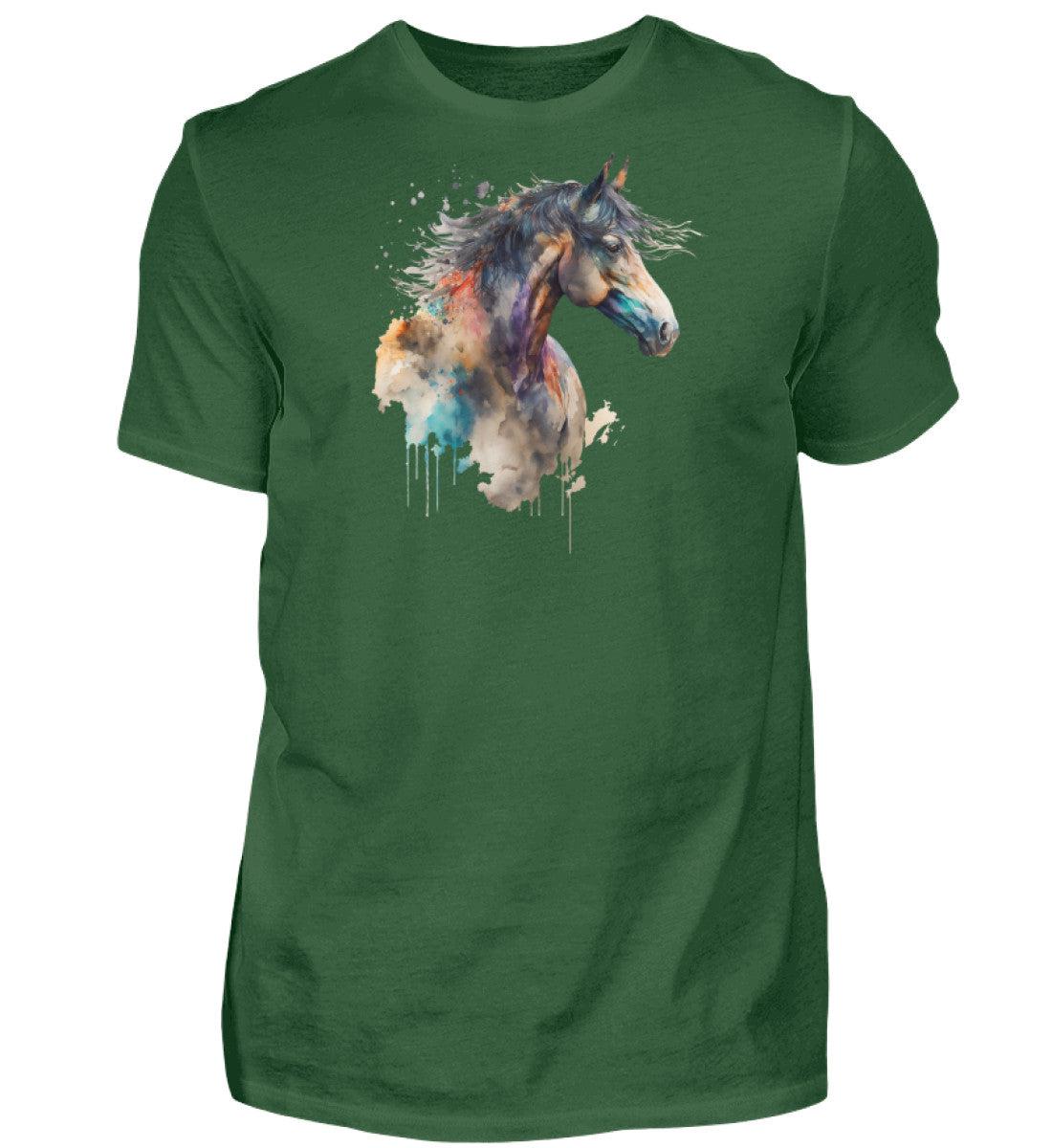 Pferd Wasserfarben 1 · Herren T-Shirt-Herren Basic T-Shirt-Bottle Green-S-Agrarstarz