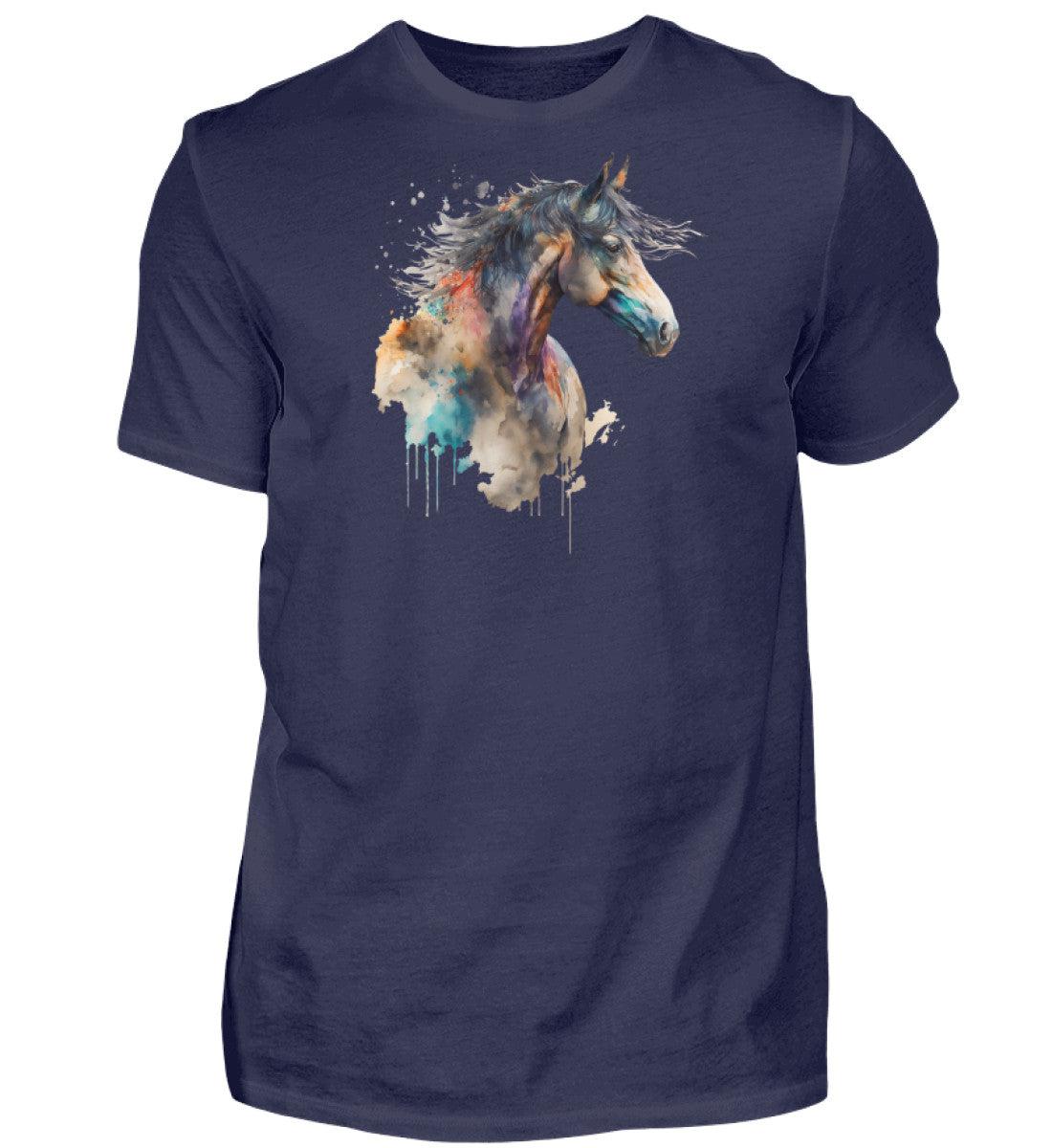 Pferd Wasserfarben 1 · Herren T-Shirt-Herren Basic T-Shirt-Navy-S-Agrarstarz