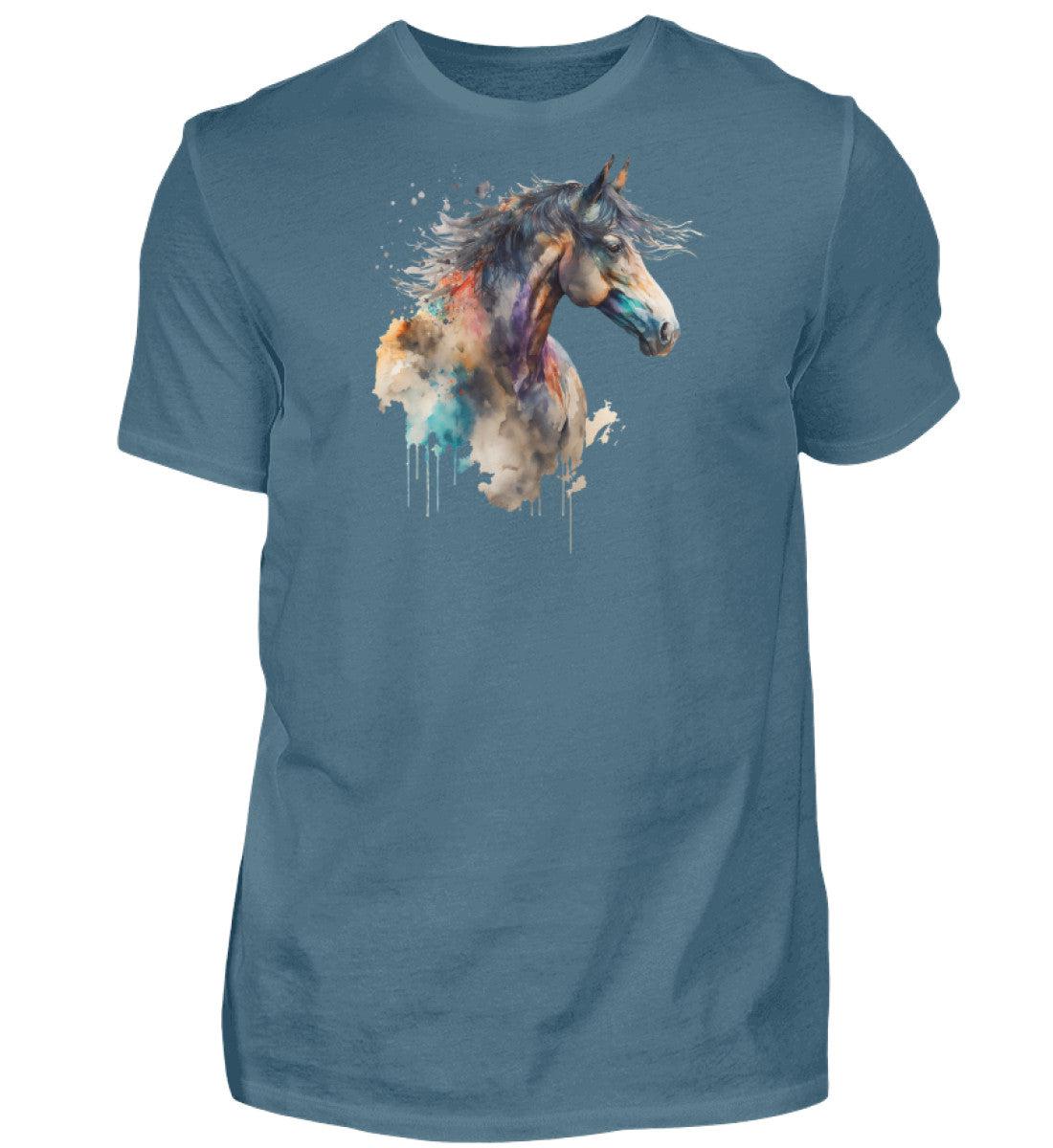 Pferd Wasserfarben 1 · Herren T-Shirt-Herren Basic T-Shirt-Stone Blue-S-Agrarstarz
