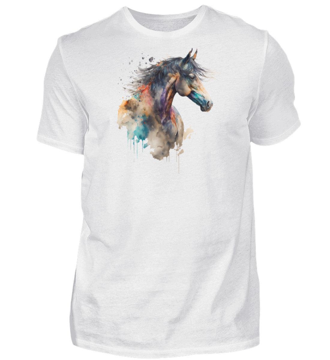 Pferd Wasserfarben 1 · Herren T-Shirt-Herren Basic T-Shirt-White-S-Agrarstarz