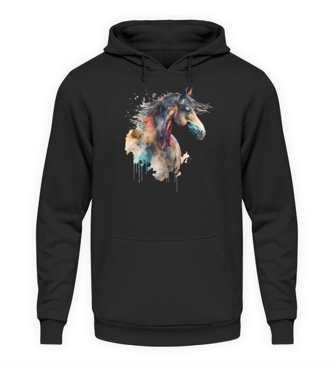 Pferd Wasserfarben 1 · Unisex Kapuzenpullover Hoodie-Unisex Hoodie-Deep Black-XS-Agrarstarz