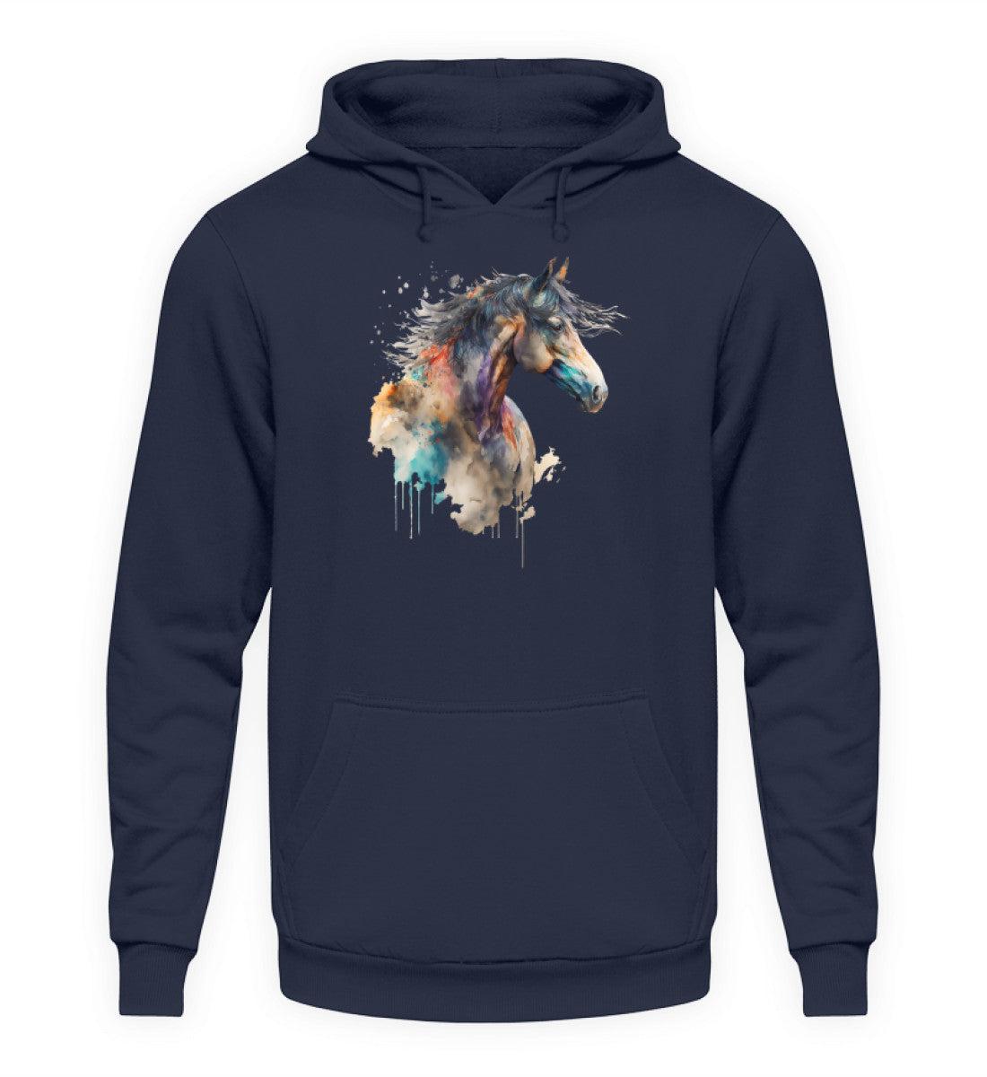 Pferd Wasserfarben 1 · Unisex Kapuzenpullover Hoodie-Unisex Hoodie-Oxford Navy-XS-Agrarstarz