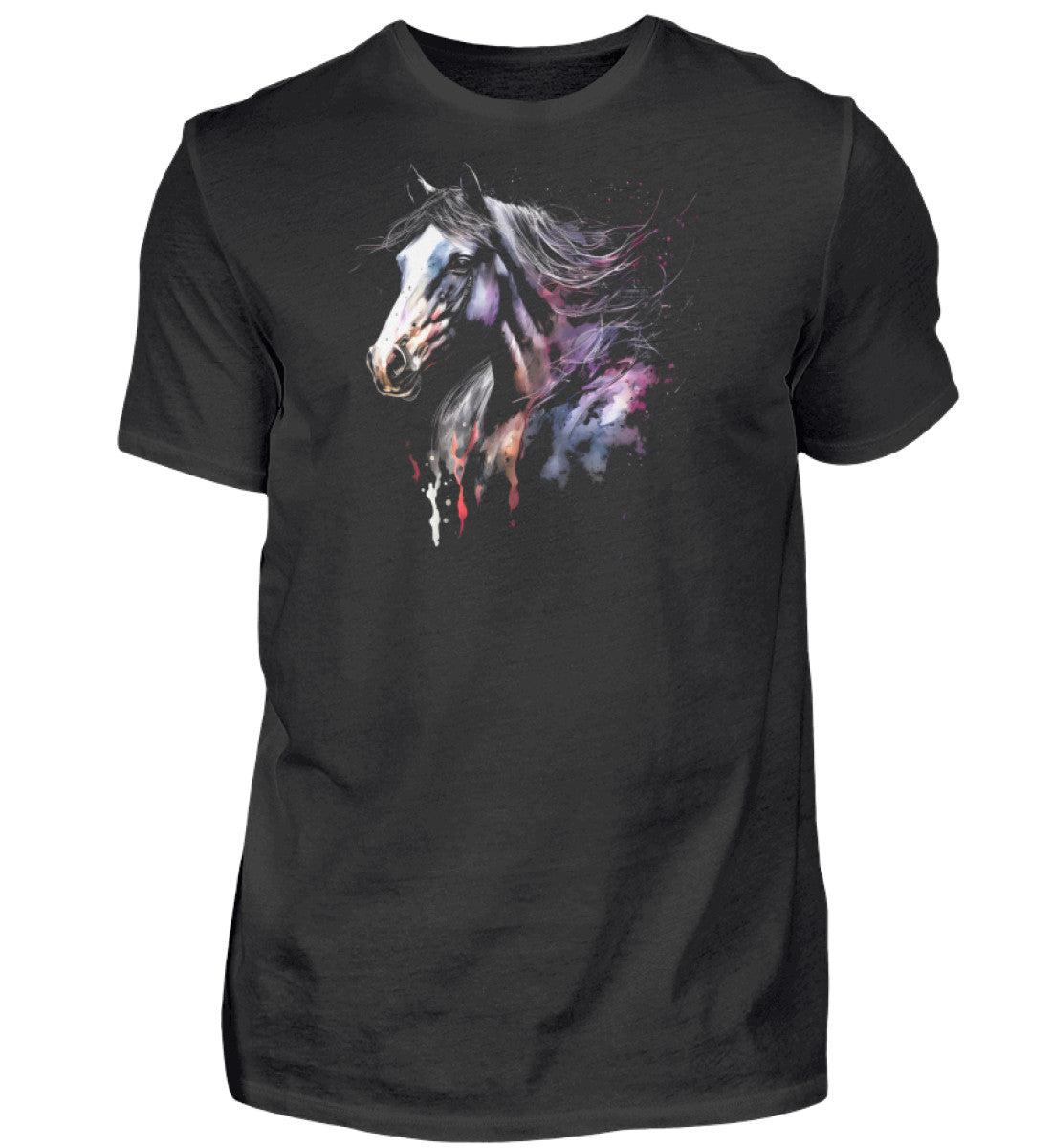 Pferd Wasserfarben 2 · Herren T-Shirt-Herren Basic T-Shirt-Black-XS-Agrarstarz