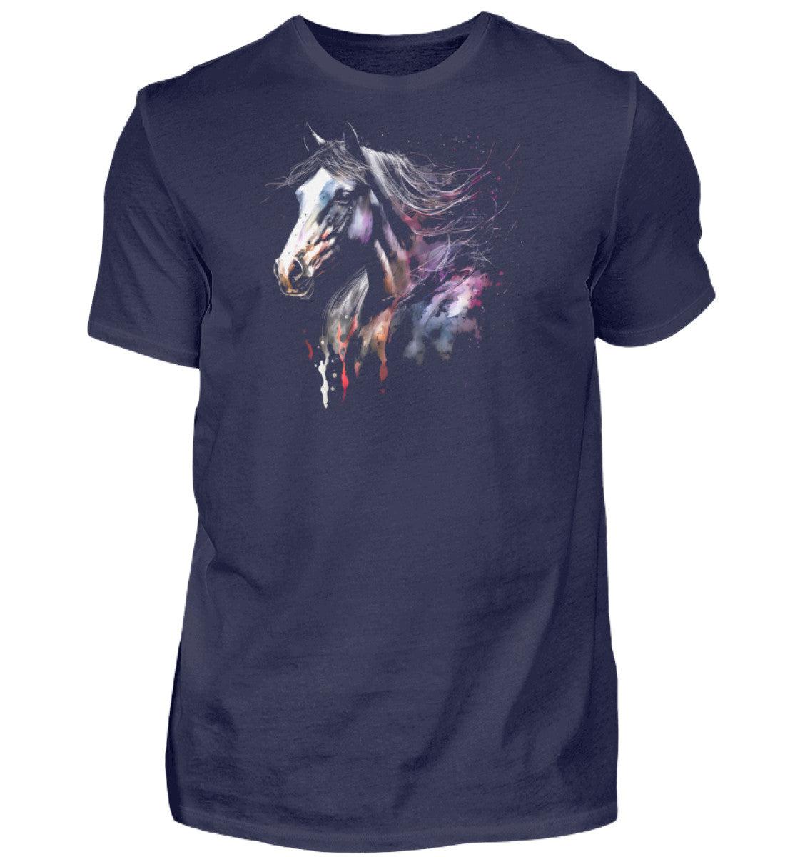 Pferd Wasserfarben 2 · Herren T-Shirt-Herren Basic T-Shirt-Navy-S-Agrarstarz