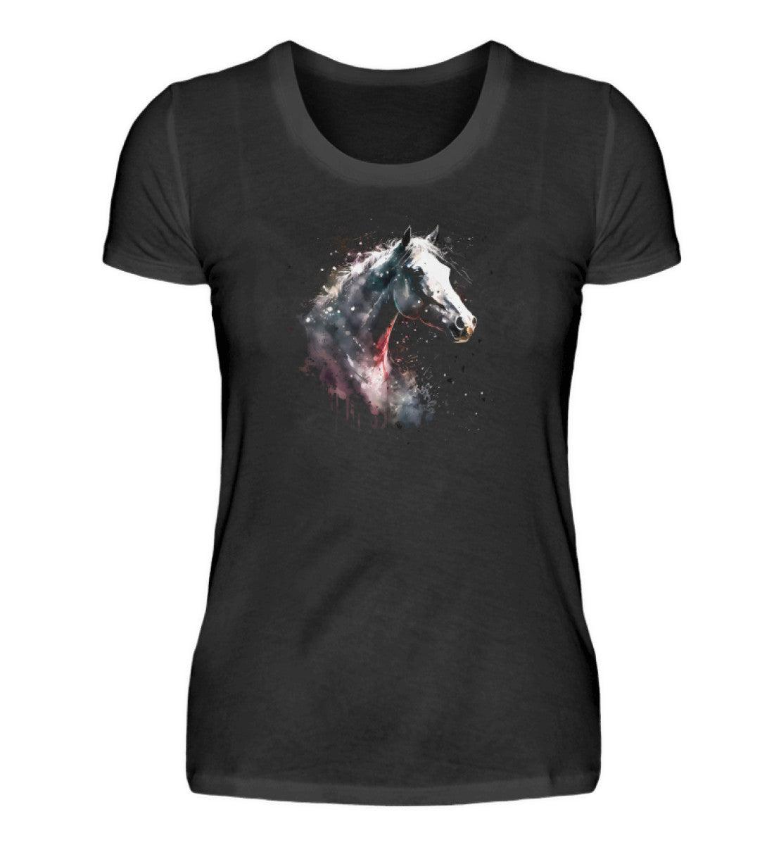 Pferd Wasserfarben 3 · Damen T-Shirt-Damen Basic T-Shirt-Black-S-Agrarstarz
