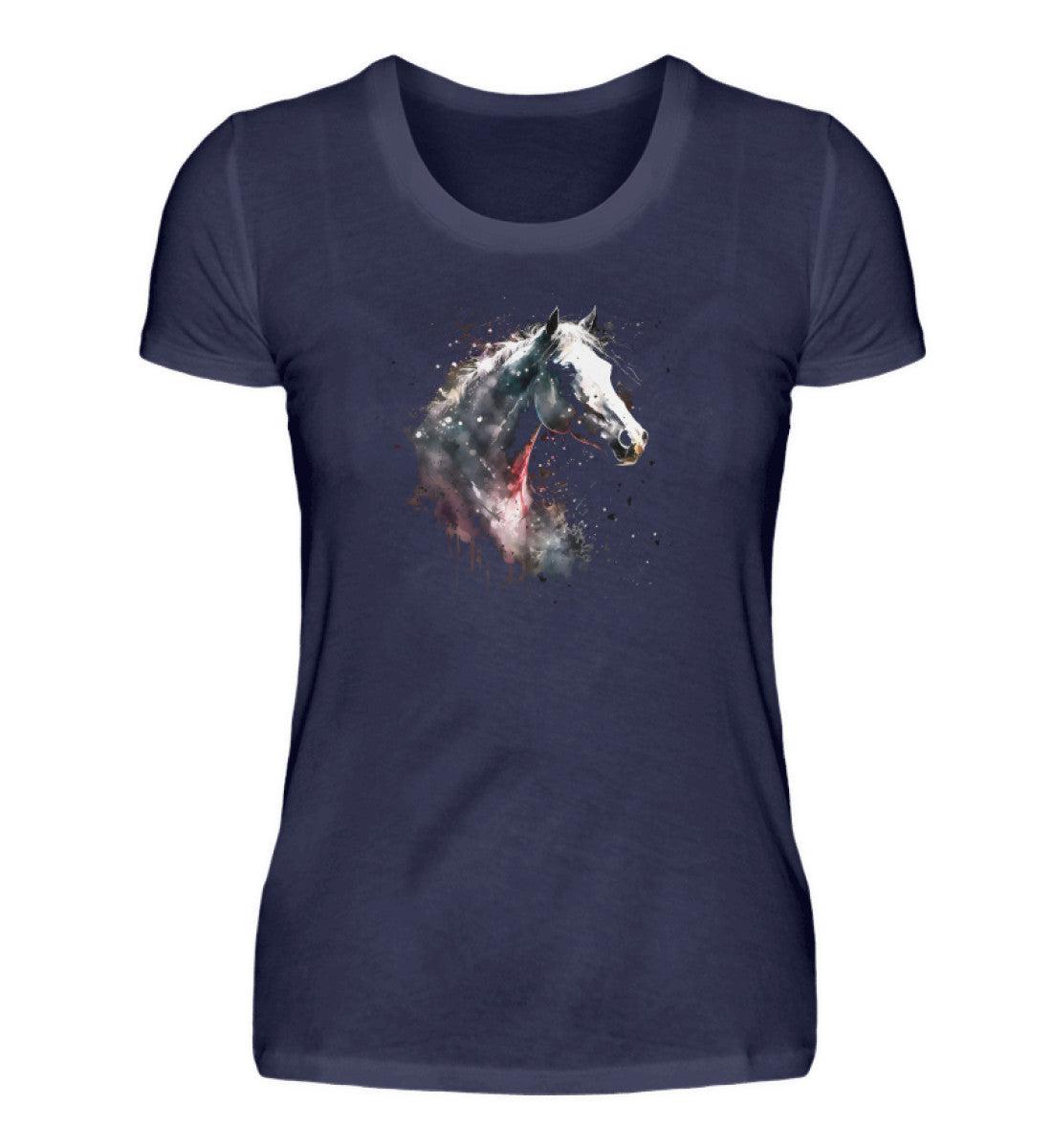 Pferd Wasserfarben 3 · Damen T-Shirt-Damen Basic T-Shirt-Navy-S-Agrarstarz