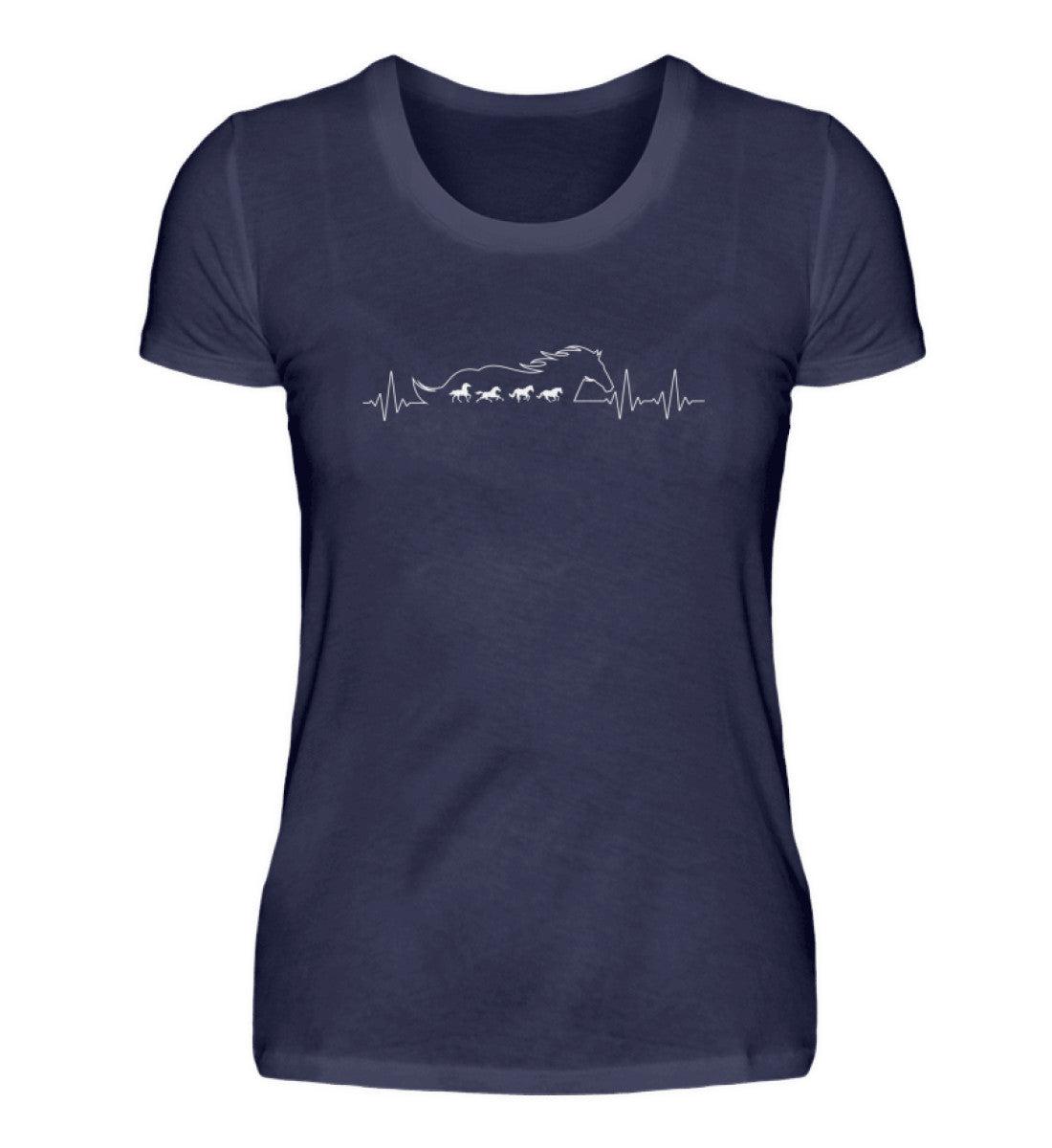 Pferde Heartbeat · Damen T-Shirt-Damen Basic T-Shirt-Navy-S-Agrarstarz