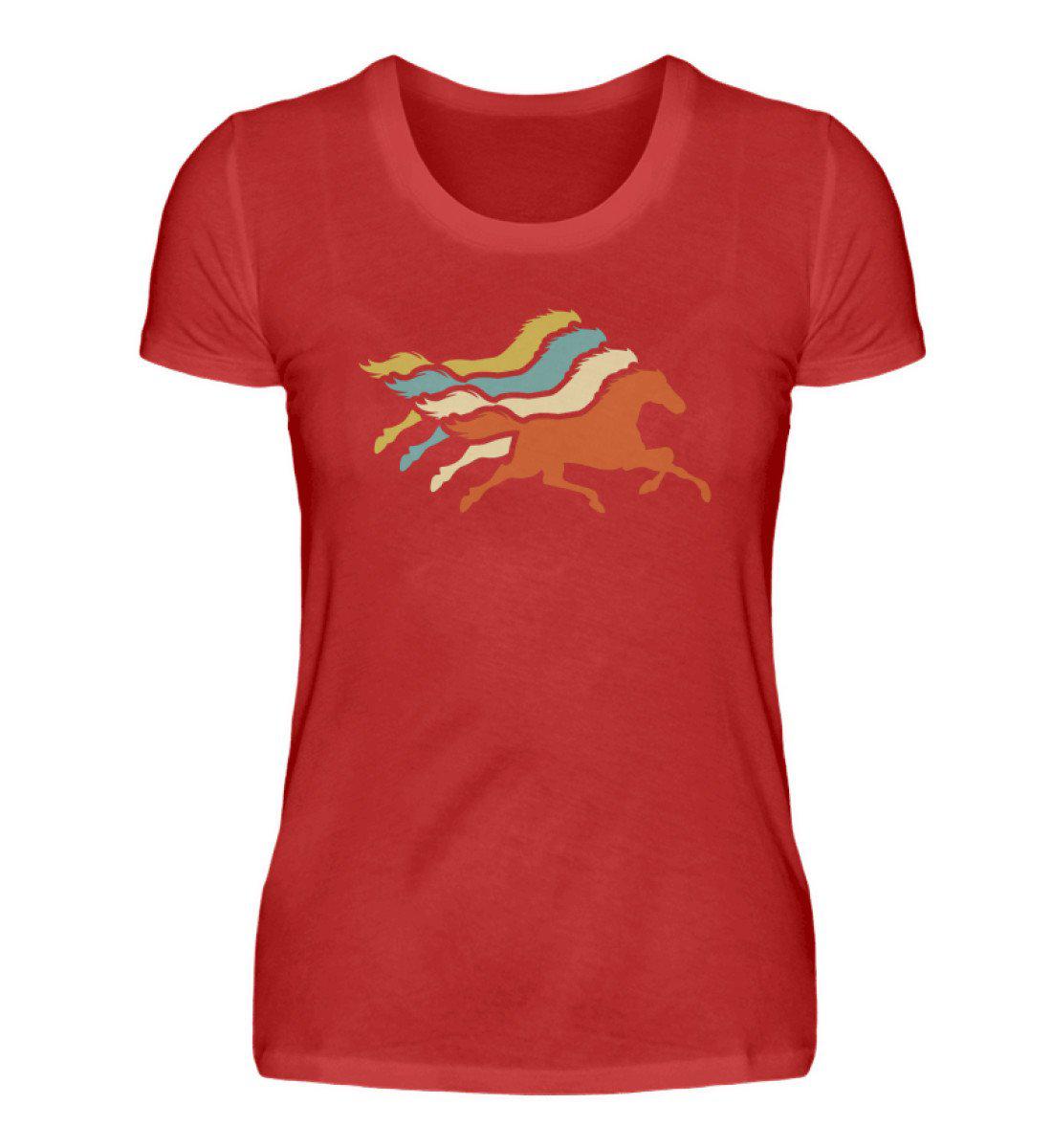 Pferde Retro · Damen T-Shirt-Damen Basic T-Shirt-Red-S-Agrarstarz