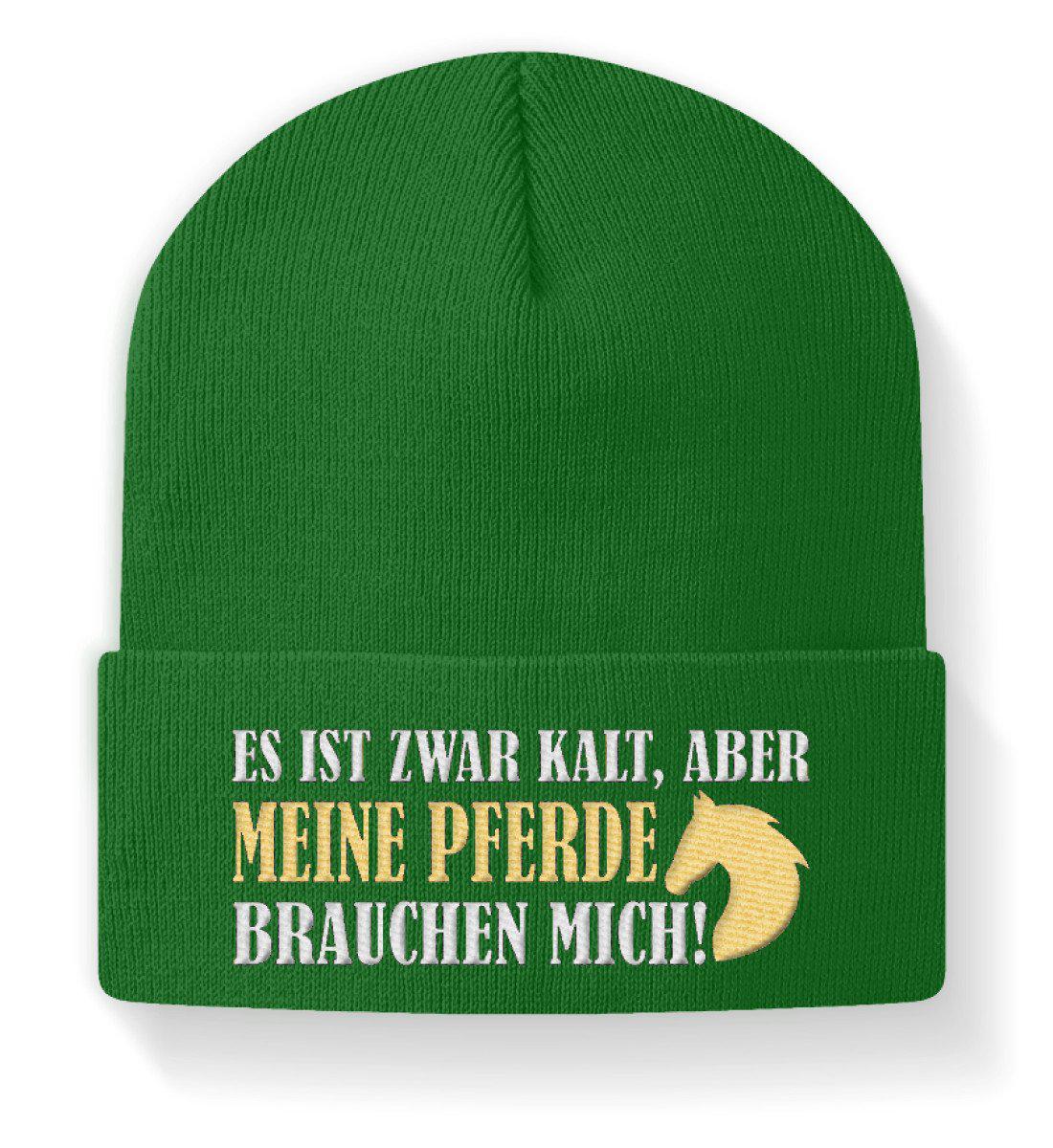 Pferde brauchen mich · Beanie Mütze-Beanie mit Stick-Kelly Green-M-Agrarstarz