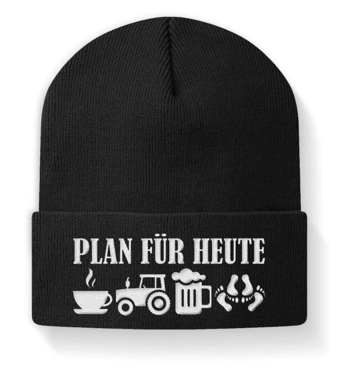 Plan für heute Traktor · Beanie Mütze-Beanie mit Stick-Black-M-Agrarstarz