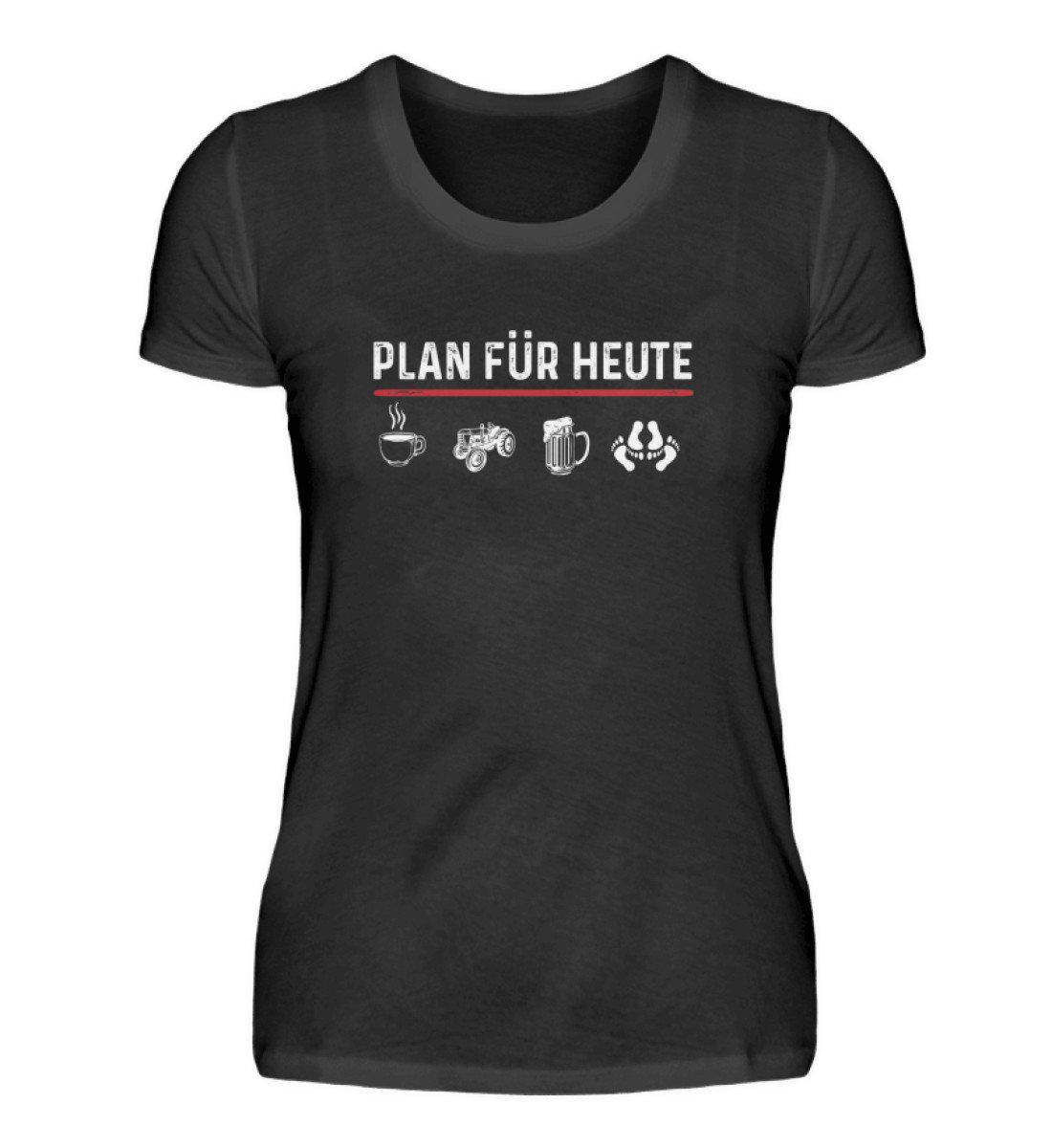 Plan für heute Traktor · Damen T-Shirt-Damen Basic T-Shirt-Black-S-Agrarstarz