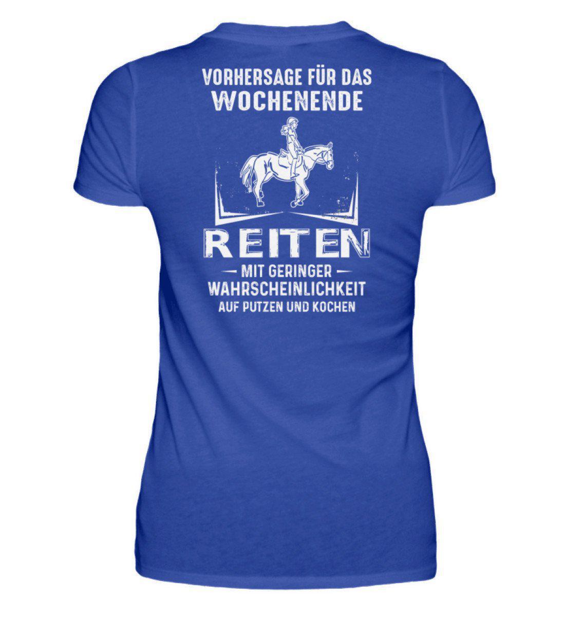 Reiten Vorhersage (Rückenprint) · Damen T-Shirt-Damen Basic T-Shirt-Neon Blue-S-Agrarstarz