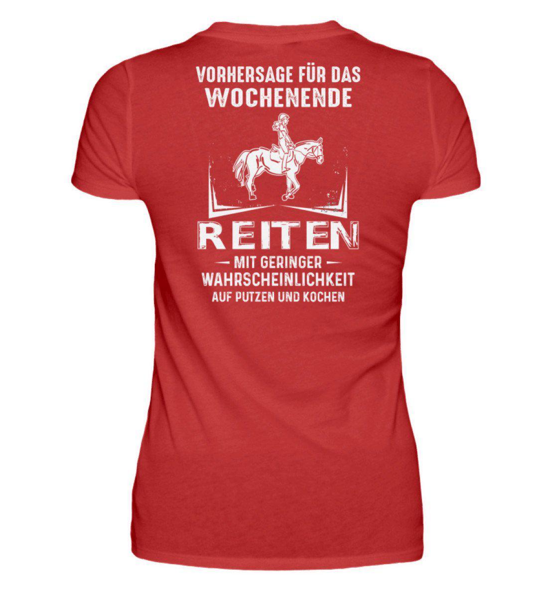 Reiten Vorhersage (Rückenprint) · Damen T-Shirt-Damen Basic T-Shirt-Red-S-Agrarstarz