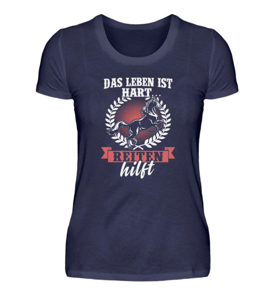 Reiten hilft · Damen T-Shirt-Damen Basic T-Shirt-Navy-S-Agrarstarz