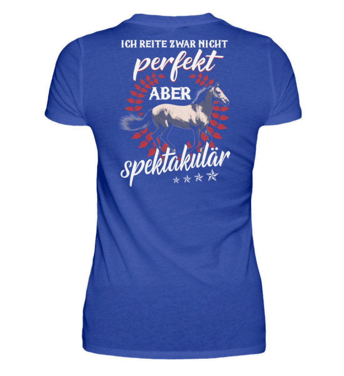 Reiten spektakulär (Rückenprint) · Damen T-Shirt-Damen Basic T-Shirt-Neon Blue-S-Agrarstarz