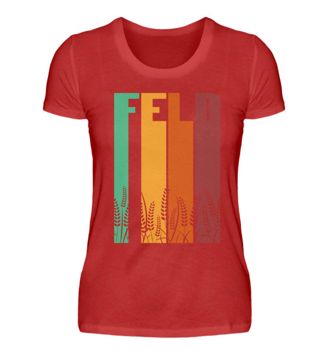 Retro Feld · Damen T-Shirt-Damen Basic T-Shirt-Red-S-Agrarstarz