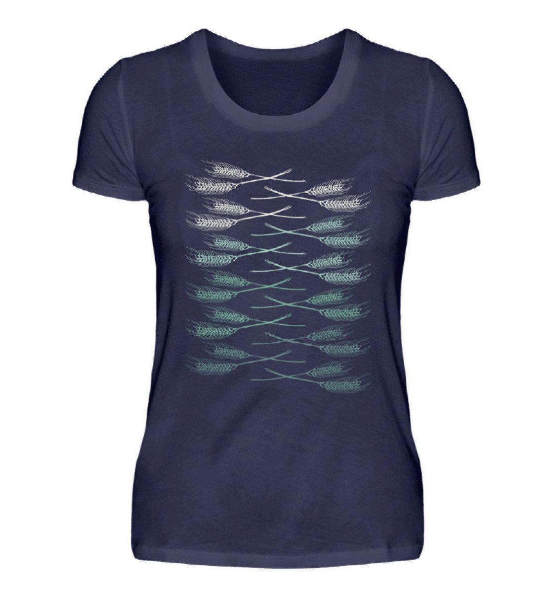 Retro Getreide Horizon · Damen T-Shirt-Damen Basic T-Shirt-Navy-S-Agrarstarz