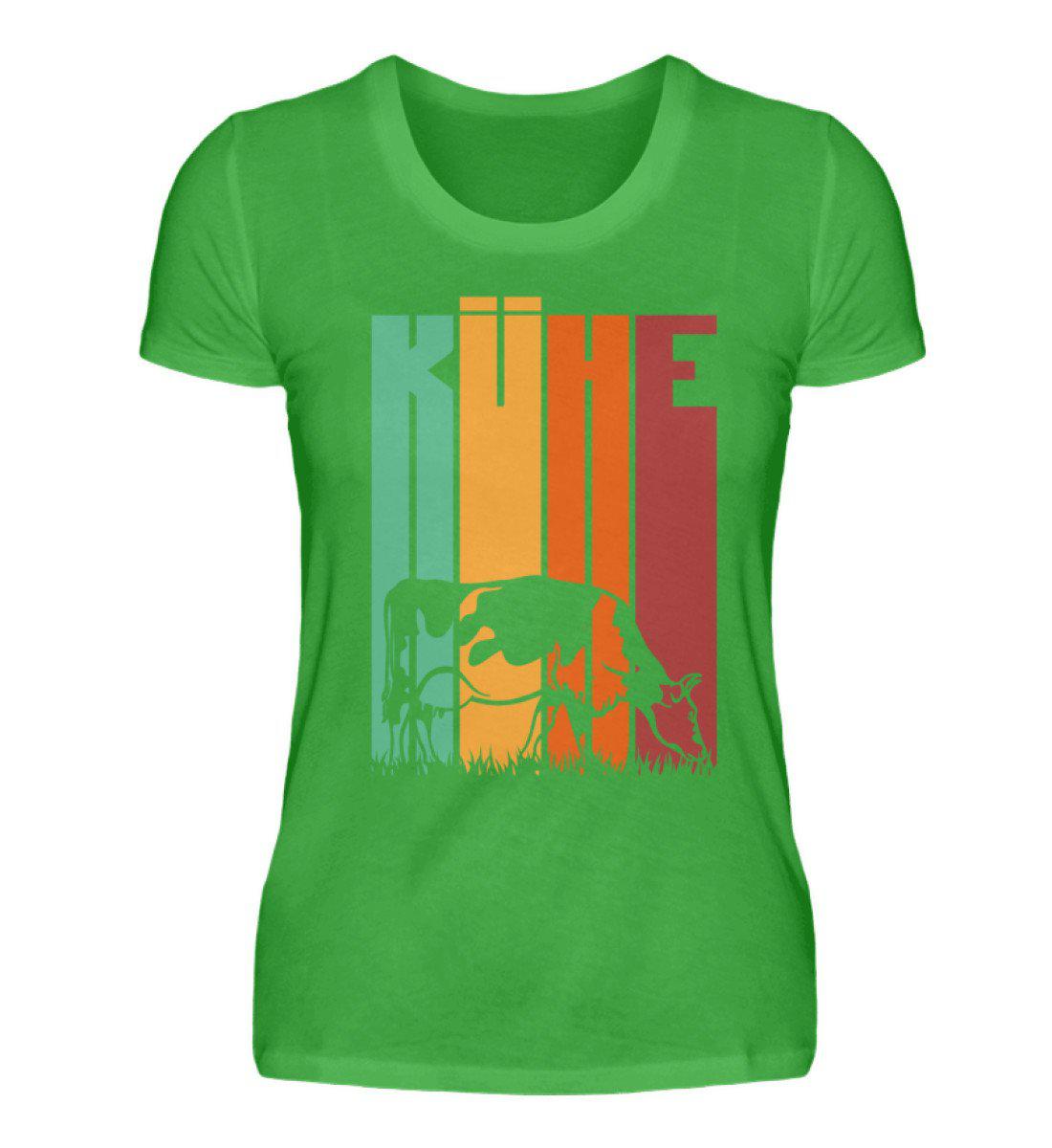Retro Kühe · Damen T-Shirt-Damen Basic T-Shirt-Green Apple-S-Agrarstarz