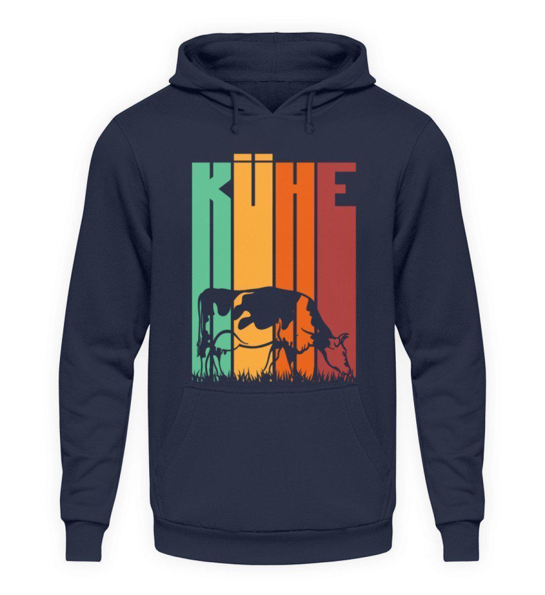 Retro Kühe · Unisex Kapuzenpullover Hoodie-Unisex Hoodie-Oxford Navy-L-Agrarstarz