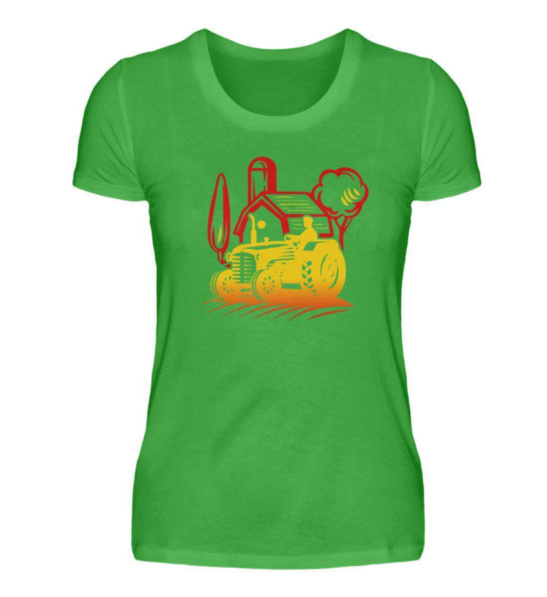 Retro Traktor Hof · Damen T-Shirt-Damen Basic T-Shirt-Green Apple-S-Agrarstarz